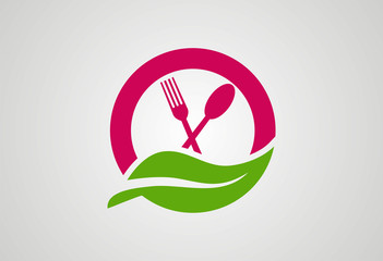 Circle organic food logo vector