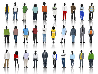 Silhouettes of Casual People with Colorful Clothes