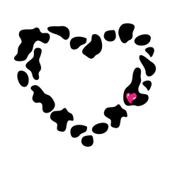 Frame heart of cow spots vector illustration.