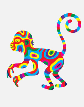 Monkey abstract colorfully, art vector illustration