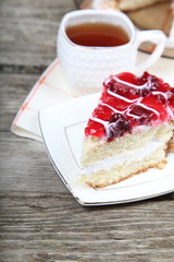 Cup of tea and piece of cake
