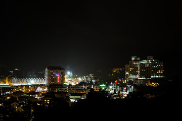 Fototapeta premium View of Brinchang town, Cameron Highlands at night.