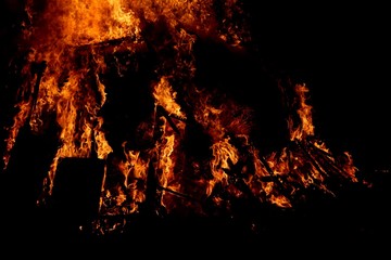 flames of fire during a scary fire of a dwelling