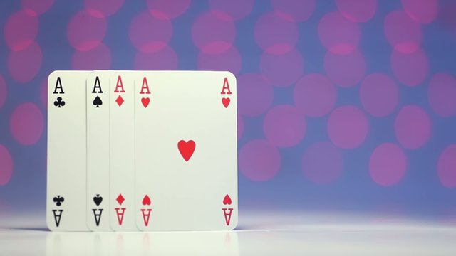 Ace play card on blurry colorful background as success concept