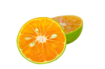 Slice of fresh orange isolated.