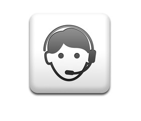 Boton cuadrado blanco teleoperador 3D