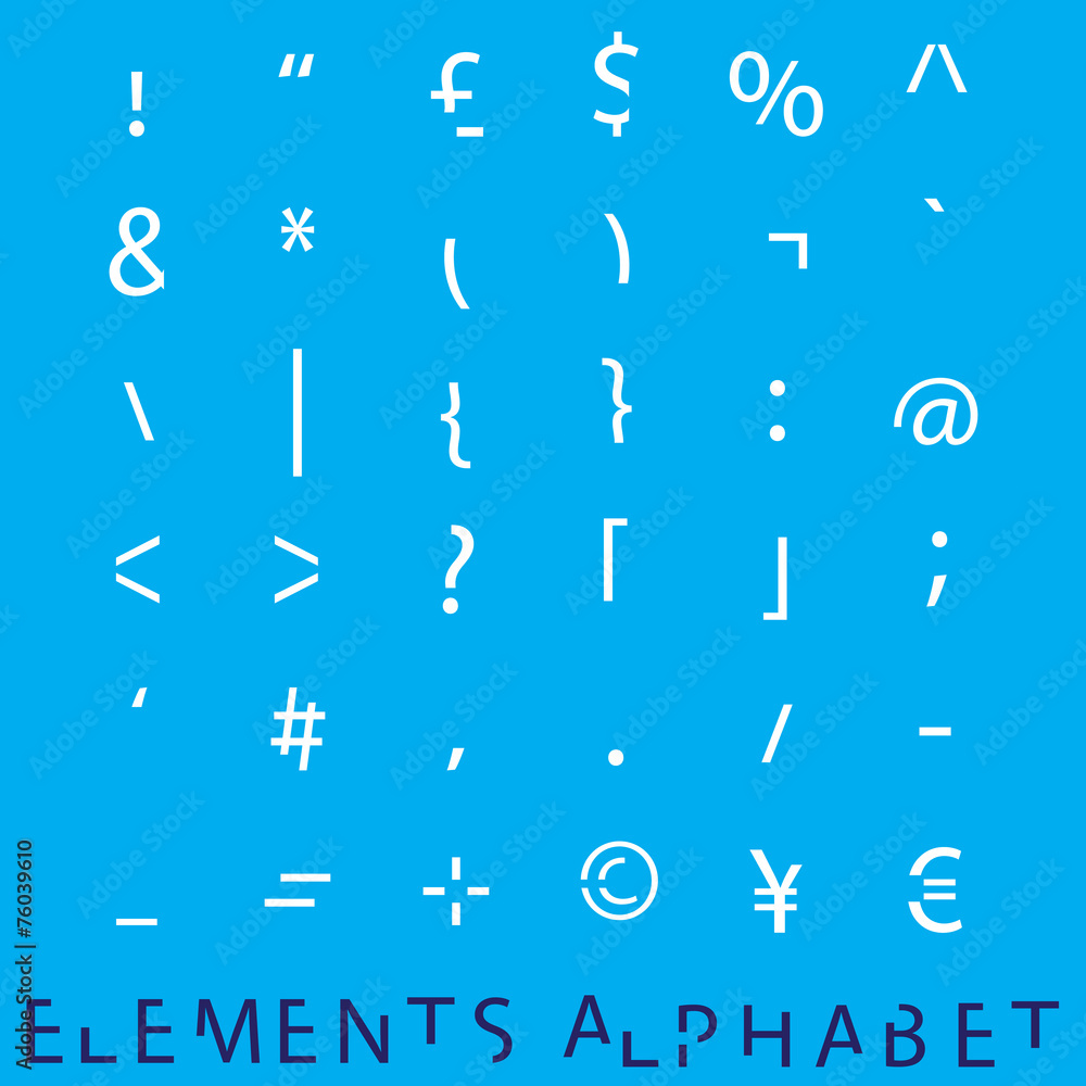 Fototapete inividual alphabet characters of a custom font - elements charac