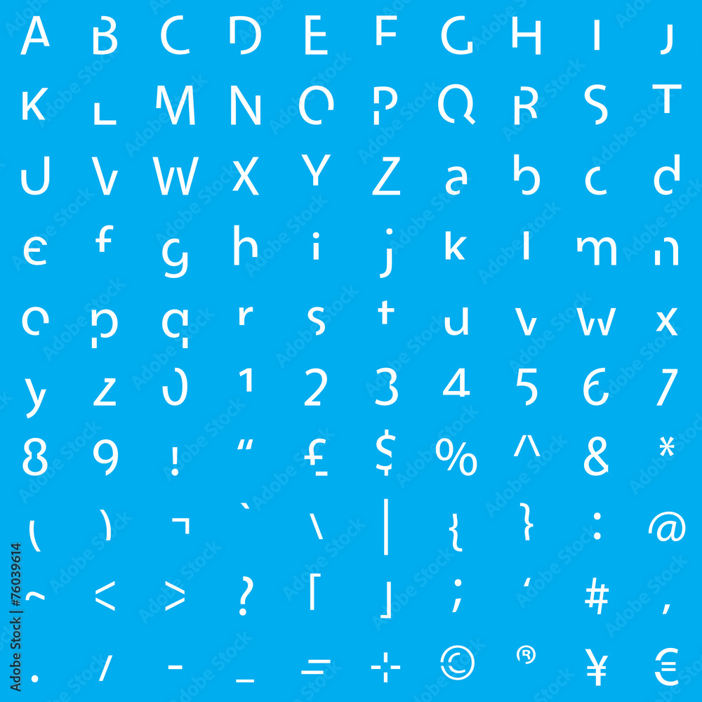 Fototapete inividual alphabet characters of a custom font - elements