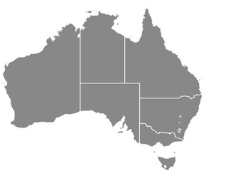 Outline with regions of the Country of Australia