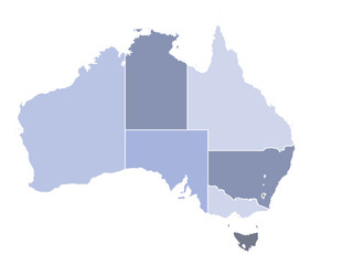 Outline with regions of the Country of Australia