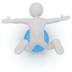 3d man exercising position on fitness ball. My biggest pilates s