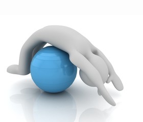 3d man exercising position on fitness ball. My biggest pilates s