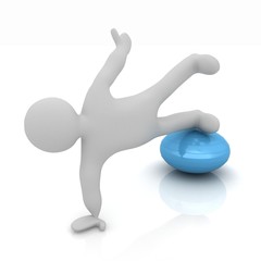3d man exercising position on fitness ball. My biggest pilates s