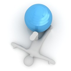 3d man exercising position on fitness ball. My biggest pilates s