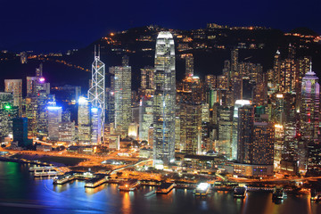 Naklejka premium Hong Kong night view