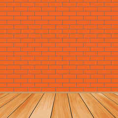 Background with bricks and wooden floor