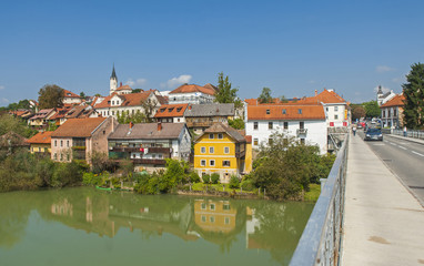 Fototapeta na wymiar Novo mesto city, Slovenia