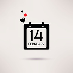 Valentine's Day, vector icon calendar with hearts.