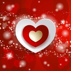 Plakat Valentine illustration with hearts on red background