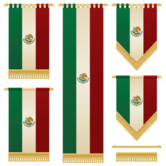 mexican flag banners vector clipart red white green tapestry gold tassel isolated on white