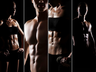Handsome man and sporty woman. Fitness, sport and diet concept.