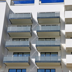 balkon, wohnhaus, betonbau