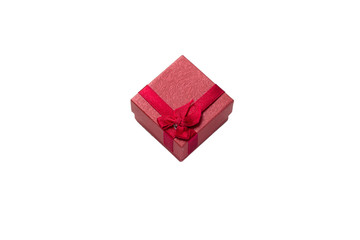 Red gift box on white background.