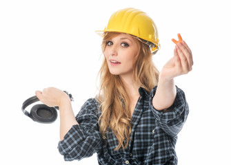 Handwerker mit Micky Mäuse und Proppen