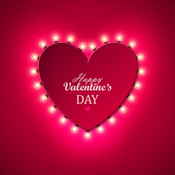 Valentine`s day background with bright lights