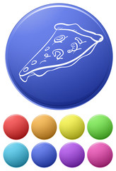 Small buttons and a big button with a pizza