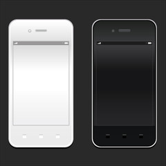 White and black smartphone realistic mockup. Model phone
