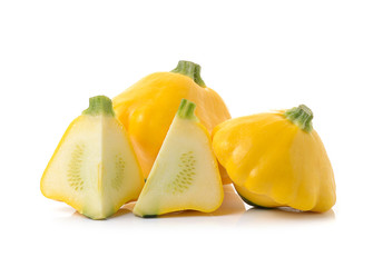 yellow zucchini on white background