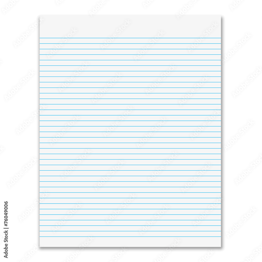Poster sheet of paper in line with shadow on white background