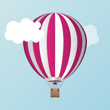 Vector air ballon with clouds