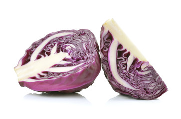 Red cabbage on white background