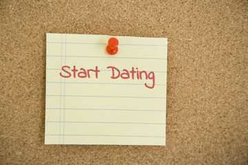 Start Dating Texts on Small Paper Pin on Board