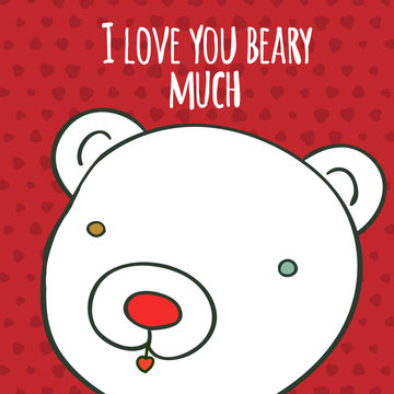 Love you beary much hand drawing greeting card