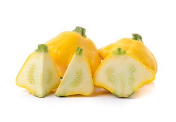 yellow zucchini on white background