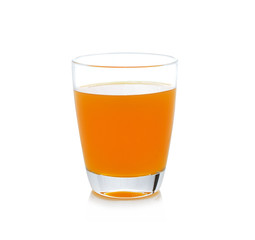 Full glass of orange juice on white background