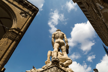 Hercules and Cacus statue at Piazza della Signoria i Florence, I - obrazy, fototapety, plakaty