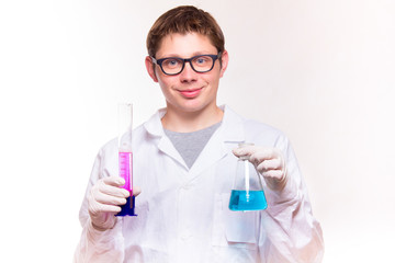 Smiling young chemist in the lab