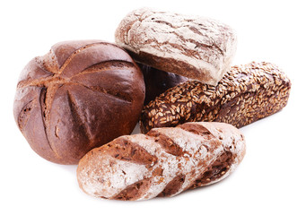Different bread isolated on white