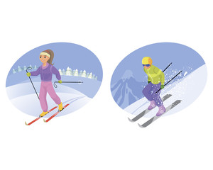 Skier and mountain-skier