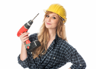 Handwerker mit Bohrmaschine