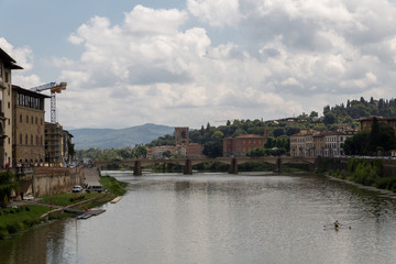 Fototapeta premium Florence, Ponte alla Carraia medieval Bridge landmark on Arno ri