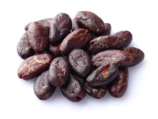 Cacao beans in closeup