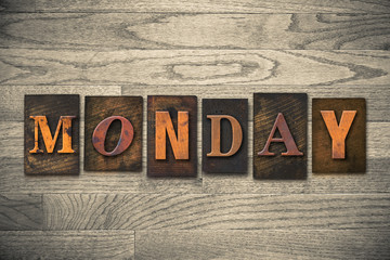 Naklejka premium Monday Concept Wooden Letterpress Type