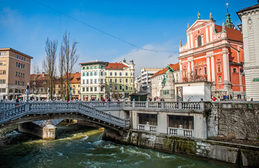 Naklejka na ściany i meble Presernov trg / Presern square, Ljubljana, Slovenia