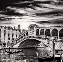 Panele Szklane  Gondolier, Most Rialto, Canal Grande, Wenecja, Włochy