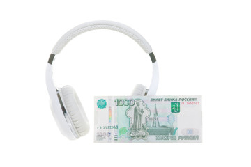 Headphones and banknote